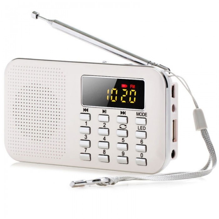 Mini LCD Digital FM Radio Speaker USB SD TF Card Mp3 Music Player White