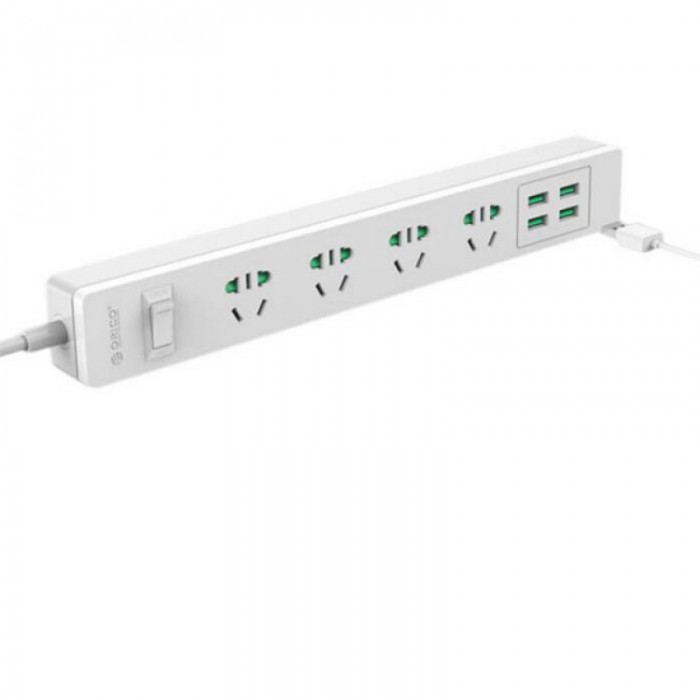 ORICO Surge Protector USB Charging Station Power Strip with 4 AC Outlet 4 Smart USB Charger Port White